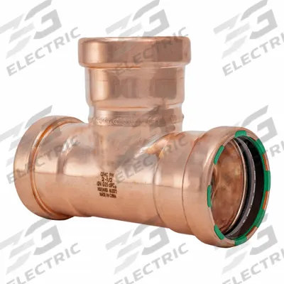 QUICKFITTING SUREPRESS Crimp Tee: Tee, 2 1/2 in CTS x 2 1/2 in CTS x 2 1/2 in CTS size - Plumbing Copper & Bronze Press Tube Fittings with Seal Window
