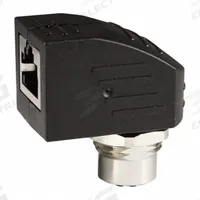 FINECABLES Adapter: M12 Female x RJ45 Right Angle, Nickel Plated Brass, IP67, M12 Female, 4 Pins (MPN ASITPA-4512FD-RA). Key specifications — Housing Material: Nickel Plated Brass; IP Rating: IP67; RJ45 Connector Type: M12 To RJ45 Adapter.