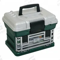 PLANO MOLDING Small Parts Storage System: 13 3/8 in x 10 in x 9 3/4 in, Green/Silver, Snap Clip (MPN 136200). Key specifications — ESD Conductive: Not Electrostatic Discharge Conductive; Color: Green/Silver; Brand: PLANO MOLDING; Material: Plastic.