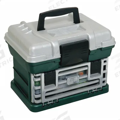 PLANO MOLDING Small Parts Storage System: 13 3/8 in x 10 in x 9 3/4 in, Green/Silver - Small Parts Compartmented-Box Systems