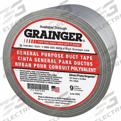 APPROVED VENDOR Duct Tape: Medium Duty, Gray, 4 in Wd, 60 1/8 yd Lg, 9 mil Thick, 2280 - General Purpose Duct Tape