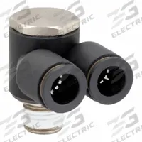 LEGRIS Push-Fit Twin Banjo Fitting: 1/8 in Pipe x 1/4 in OD x 1/4 in OD Size, Nylon, 1 in Overall Lg (MPN 3049 56 11). Key specifications — Brand: LEGRIS; Thread Size A: 1/8".