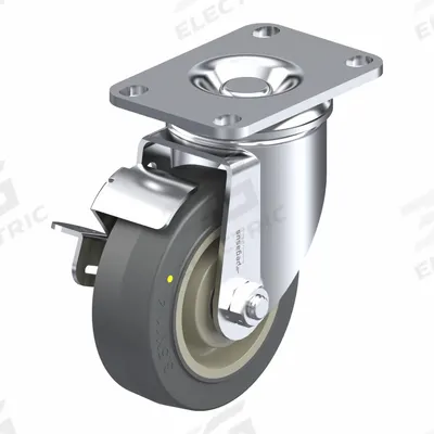 BLICKLE Plate Caster: Corrosion-Resistant/Debris-Resistant/Maint Free/Quiet-Roll, Swivel - ESD Conductive Plate Casters