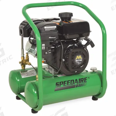 SPEEDAIRE Portable Gas Air Compressor: 1 Stage, 4 hp Engine, Mi-T-M, 4.8 cfm @ 90 psi - Hand Carry Portable Engine Driven Air Compressors