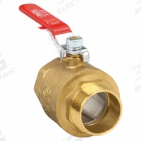 APPROVED VENDOR Manual Two-Way Ball Valve: 2 in, Brass, Straight, MIP x FIP, Std Port Ball Port, Red (MPN 107-328). Key specifications — Brand: APPROVED VENDOR; Handle: Lever.