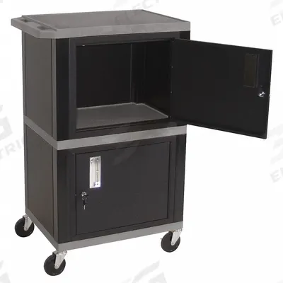 APPROVED VENDOR Audio-Visual Cart: 24 in L x 18 in W, 24 in L x 18 in W 42 in H, Plastic - AV Carts with Plastic Shelves & Steel Storage Cabinets