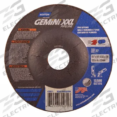 NORTON Cut-Off & Grinding Wheel: Type 27, 4 1/2" x 1/8" x 7/8", Aluminum Oxide - General Purpose Combination Wheels for Carbon & Stainless Steel