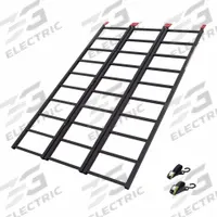 BLACK WIDOW Automotive Loading Ramp: 0.5 ton Load Capacity, Tri-Folding, Steel, 74 1/4 in Overall Lg (MPN ST-TF-7449-V2). Key specifications — For Vehicle Type: ATVs; Ramp Material: Steel; Adjustability: Tri-Folding; Brand: BLACK WIDOW.
