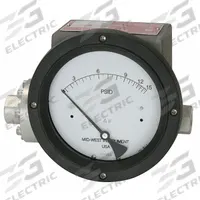 MIDWEST INSTRUMENT Differential Pressure Gauge & Switch: In-Line, 1/4 in NPT Female, 240, IP65 4X (MPN 240-SC-02-O(JAA)-20P). Key specifications — Sensor Type: Diaphragm; Series: 240; Housing Material: 316 Stainless Steel; Certificate of Calibration: Not Included; Gauge Accuracy: ±3-2-3%.