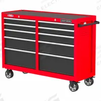 CRAFTSMAN Rolling Tool Cabinet: Red / Black Drawer, 52 in W x 18 in D x 37 1/2 in H, 10 Drawers (MPN CMST98273RB). Key specifications — Brand: CRAFTSMAN.