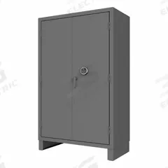DURHAM MFG Storage Cabinet: 48 1/4 in x 24 1/4 in x 78 in, Swing Handle & Electronic Keypad, Legs (MPN HDCPL-244878-4S-95). Key specifications — attr62713: Recessed; attr62698: Gray; attr62736: Welded; attr87895: Legs; attr62693: Assembled; attr62737: Stationary; attr62694: Adjustable; attr62695: Powder Coated.