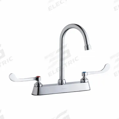 ELKAY Handle-Operated Faucet: Elkay, Brass, Centerset, Deck, 3 Mounting Holes - Centerset Kitchen Faucets