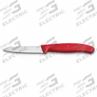 VICTORINOX Paring Knife: Wavy Edge, 7 1/2 in Overall Lg, Stainless Steel Blade, Polypropylene Handle (MPN 6.7631.C1). Key specifications — Brand: VICTORINOX; Blade Material: Stainless Steel; Blade Type: Wavy Edge; Edge Style: Wavy Edge; Forged/Stamped: Stamped; Handle Color: Red; Handle Material: Polypropylene; Knife Type: Paring Knife.