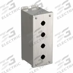 HAMMOND Push Button Enclosure: 22mm, 4 Holes, 304 Stainless Steel, NEMA 4/4X (MPN 1437MSSD). Key specifications — Brand: HAMMOND; Environments & Applications: Washdown-Corrosion-Resistant.