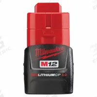 MILWAUKEE Battery: M12™, 3 Ah, Battery Included, 12V DC (MPN 48-11-2430). Key specifications — attr1278107: Not Oil-Resistant.