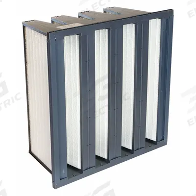 KOCH V-Bank Air Filter: 24 in x 24 in x 12 in, Fiberglass, Single Header - MERV 14 V-Bank Air Filters