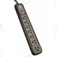 TRIPP LITE Outlet Strip: 7 Outlets, 4 ft Cord Lg, 540 J Rated Energy, 15 A Current, UL 1363, Black (MPN TLP74RB). Key specifications — Brand: TRIPP LITE; Mounting Style: Keyhole.