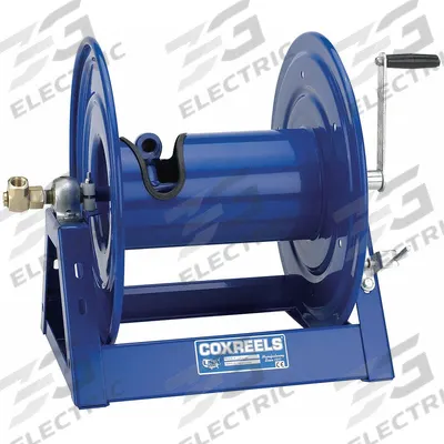COXREELS Hand Crank Hose Reel: 100 ft (3/4 in I.D.), 17 5/8 in L x 17 3/8 in W x 18 3/4 in H - Standard Multipurpose Hand-Crank Hose Reels with Gooseneck