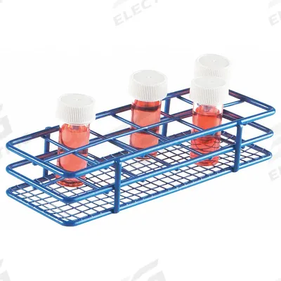 HEATHROW SCIENTIFIC Tube Rack: 2 1/2 in Overall Wd, 6 1/2 in Overall Ht, Wire, Blue, (12) Wells - Lab Storage Racks