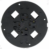 HUBBELL WIRING DEVICE-KELLEMS Floor Subplate: Round, Black, Cast Aluminum, Smooth (MPN S1SP4X4). Key specifications — attr211014: HUBBELL WIRING DEVICE-KELLEMS; attr1046648: Black; attr1046653: Round; attr1046654: Smooth; attr1046660: Cast Aluminum.