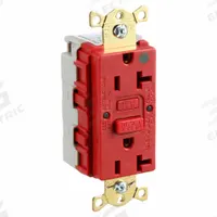 HUBBELL GFCI Receptacle: Hospital Grade Fed. Spec., Decorator Duplex, 5-20R, Red, GFCI, 125V AC (MPN SNAPGF83R)