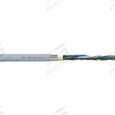 CHAINFLEX Control Cable: 14 AWG, 7 Conductors, 25 ft, PUR Jacket - Continuous Flexing Control Cables