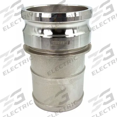 APPROVED VENDOR Cam and Groove Adapter: 4 in Coupling Size, 100 psi Max. Working Pressure @ 70 F - Type E Stainless Steel Cam & Groove Fittings