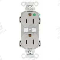 BRYANT Receptacle: Hospital Grade, Duplex, 5-15R, Gray, 125V AC, 15 A, 2 Pole / 3 Wire (MPN 8200HBGRY)