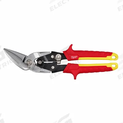 MILWAUKEE Aviation Snip: Straight, 10 in Overall Lg, 2 in Cutting Lg, Steel, TPR - Aviation Snips