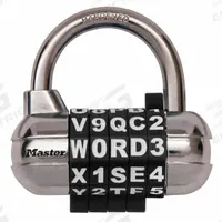 MASTER LOCK Combination Padlock: Scrolling Combo, Silver, Zinc Die-Cast, Std Shackle, Steel Shackle (MPN 1534DBLK). Key specifications — Dial Color: Black; Brand: MASTER LOCK.