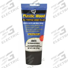 DAP Filler: Plastic Wood, 6 oz Container Size, Tube, White, Wood Filler (MPN 7079800585). Key specifications — Series: Plastic Wood; Color: White; Finishing Features: Paintable; Brand: DAP.