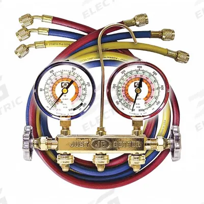 JB INDUSTRIES Manifold Gauge Kit: 2 Valves, 3 Hoses, Series PATRIOT - Analog Manifold Gauge Kits