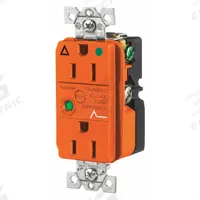 BRYANT Receptacle: Hospital Grade, Duplex, 5-15R, Orange, 125V AC, 15 A, 2 Pole / 3 Wire (MPN SP82IGOA)