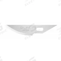 OLFA Curved Art Blade: 3/4 in Blade Lg, 0.45 mm Blade Thick, Steel, 5/16 in Blade Wd, 6ZTJ9, 5 PK (MPN KB4-R/5). Key specifications — attr307568: 6ZTJ9; attr307563: Steel; attr324883: OLFA.