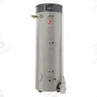 RHEEM Commercial Gas Water Heater: Natural Gas, Low NOx, 100 gal, 300,000 BTU, 77.5 in Ht (MPN GHE100SS-300A). Key specifications — Display Sell UOM: EA; Market: Commercial; Standards: NSF; Sub-brand: Triton SS; Brand: RHEEM; Low NOx: Yes; Water Connection Location: Side; Fuel Type: Natural Gas.