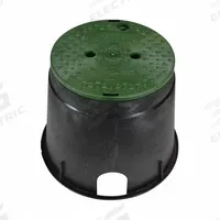 NDS Valve Box: HDPE, Round, 10 in Overall Ht, 9 1/2 in Dia, Black/Green (MPN 111BC). Key specifications — Brand: NDS; Material: HDPE; Color: Black/Green.