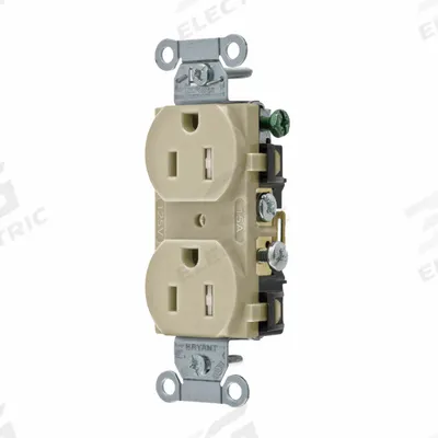 BRYANT Receptacle: Duplex, 5-15, Ivory, 125V AC, 15 A, 2 Pole / 3 Wire (MPN CRS15ITR) - General Purpose Receptacles