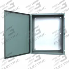 HAMMOND Electrical Enclosure: Steel, 36 in x 30 in x 16 in, NEMA 12/13, w/Panel, Solid Cover, Hinged (MPN 1418M16). Key specifications — Brand: HAMMOND; Closure Method: Clamps; Knockouts: Not Included.