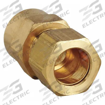 PARKER Compression Fitting Adapter: 1/2 in OD x 3/8 in Pipe Fitting Size, Compression x FNPTF - Standard Sleeve Brass Compression Fittings