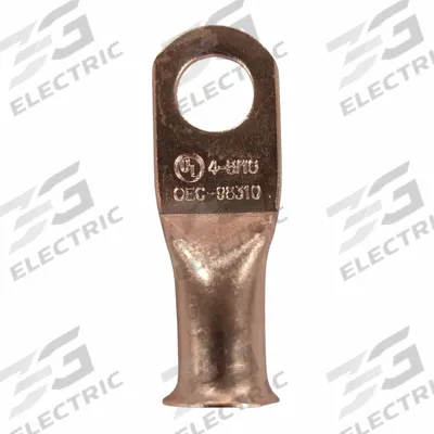 WESTWARD Lug: Crimpable Side Terminal, Crimp/Solder, Copper, 4 ga, 5/16 in Stud Size - Crimpable Side Terminal Lugs