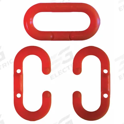 APPROVED VENDOR Chain Link for Plastic Chain Barrier: Red, 1 11/25 in Overall Lg - Master Chain Links for Plastic Chain Barriers