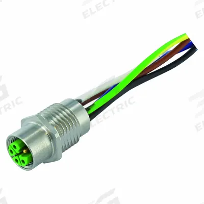 MURRELEKTRONIK Cordset: M12 Female – Front Mounting Receptacle, L, 4 Pins - M12 Receptacles for Power Applications