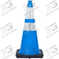 Traffic Cone with Bands: MUTCD/NCHRP-350, 28 in Cone Ht, Blue, High-Intensity Prismatic, PVC, Blank (MPN RS70032C-BLUE3M64). Key specifications — Base Color: Black; Brand: APPROVED VENDOR; Cone Material: PVC; Legend: Blank; Includes: Grip Top.