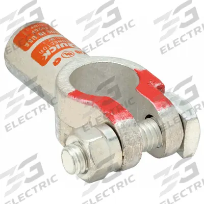 QUICKCABLE Battery Terminal: Straight, Crimp, 2/0 ga, Orange Color, Positive - Straight Alignment