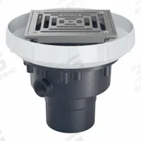ZURN Floor Drain: 5 in Overall Dia, 5 in Grate Size, 2 in Nominal Pipe Size, Solvent Weld, PVC (MPN EZ-PV2-ST-SS). Key specifications — Color: Silver; Connection Type: Solvent Weld; Brand: ZURN; Includes: Stainless Mesh Screen.