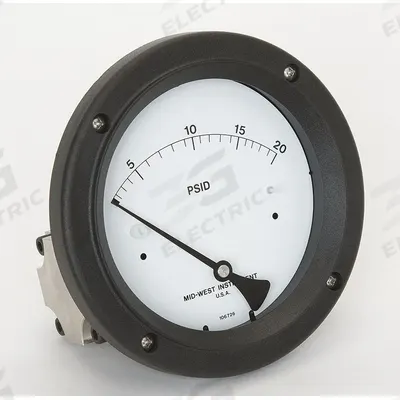 MIDWEST INSTRUMENT Differential Pressure Gauge: Back, 1/4 in NPT Female, Model 142 - Medium & High Operating Pressure Differential Gauges