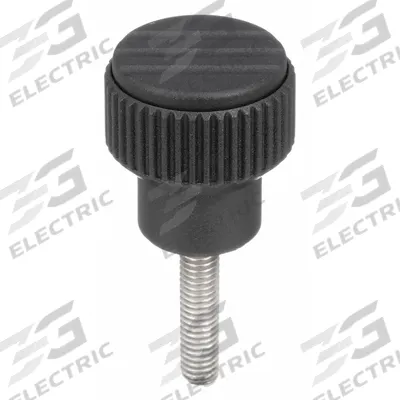 KIPP Hand Knob: Knurled, Plastic w/ Steel Thread, M6 Thread, 25 mm Thread Lg - Knurled Knobs with Threaded Stud