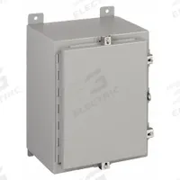 WIEGMANN Enclosure: Steel, 16 in x 16 in x 6 in, NEMA 12/13/4, Solid Cover, Hinged (MPN N4161606). Key specifications — Closure Method: Padlock Hasp; Brand: WIEGMANN; Knockouts: Not Included.
