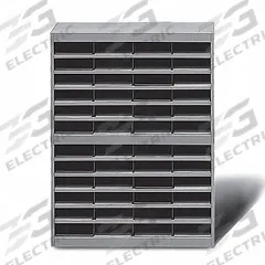SAFCO Literature Organizer: Gray, 60 Compartments, Includes Label Holders, 12 3/4 in Overall Dp (MPN 9231GRR). Key specifications — attr986470: Yes; attr986455: Gray; attr986477: Steel; attr986454: SAFCO; attr986487: Mail and Literature Sorter.