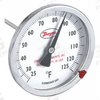 DWYER Clip On Dial Thermometer: 25°F to 125°F, +/- 2% Accuracy, 8 in Stem Lg, Fahrenheit (MPN CBT178031). Key specifications — Accuracy: +/- 2%; Brand: DWYER; Temperature Units: Fahrenheit.